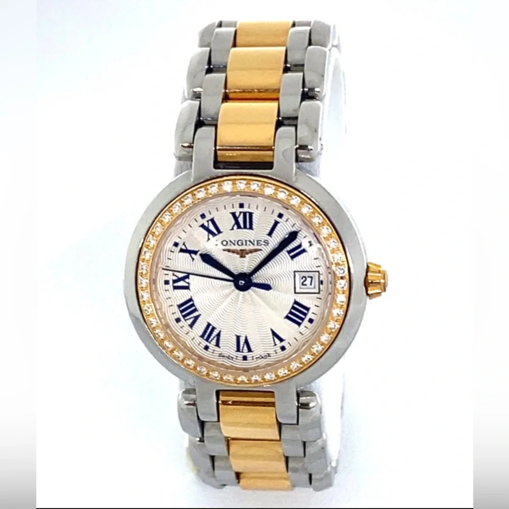 Longines PrimaLuna 18k Gold Steel DIamond Cream Dial Ladies Watch - Picture 2 of 16